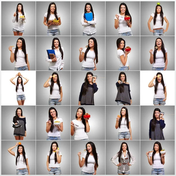 Portret van multi tasking vrouw — Stockfoto