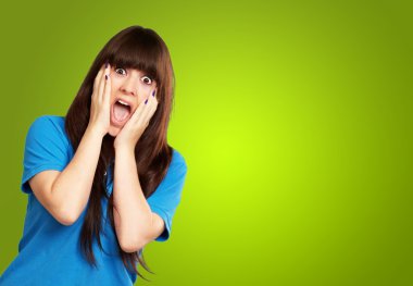 Young woman screaming clipart