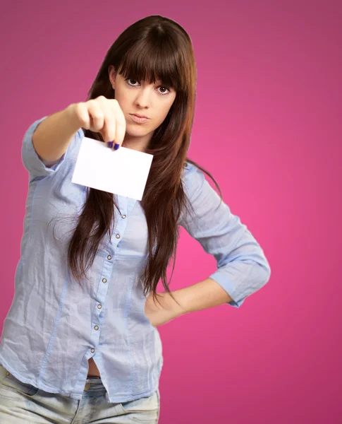 Portrait Of A Girl Holding And Angry — Stock Photo, Image
