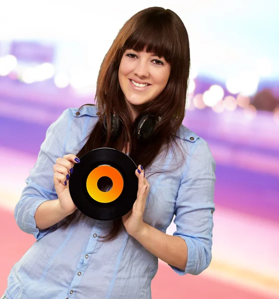 Portrait Of A Female Holding A Disc — Stock Photo, Image