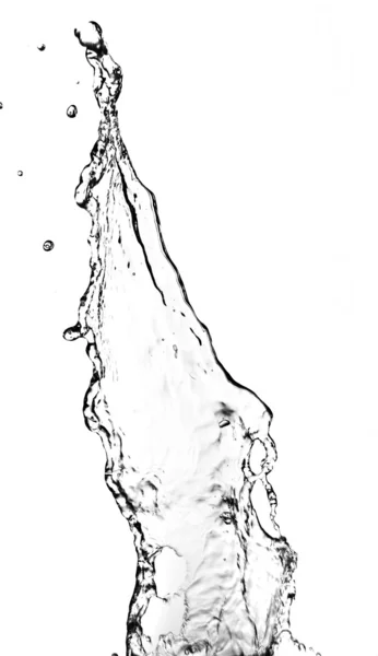 Nahaufnahme eines Wasserspritzers auf weißem Hintergrund — Stockfoto