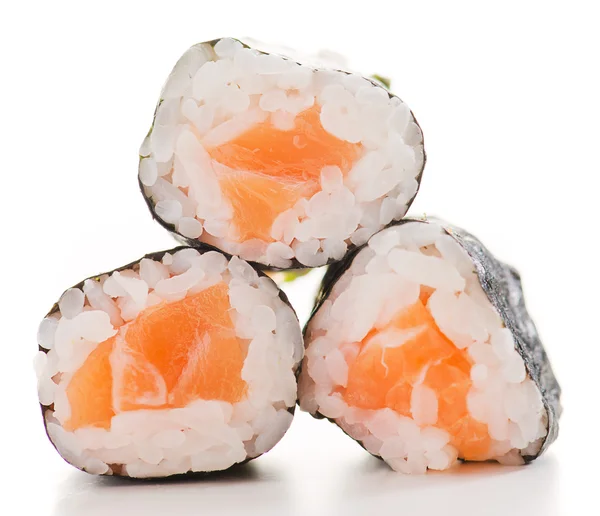 Tři čerstvé sushi rolky — Stock fotografie