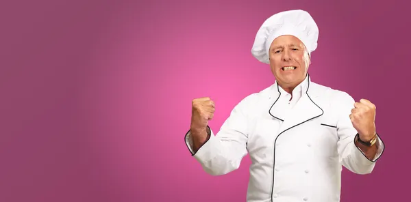 Portret van boos chef-kok — Stockfoto
