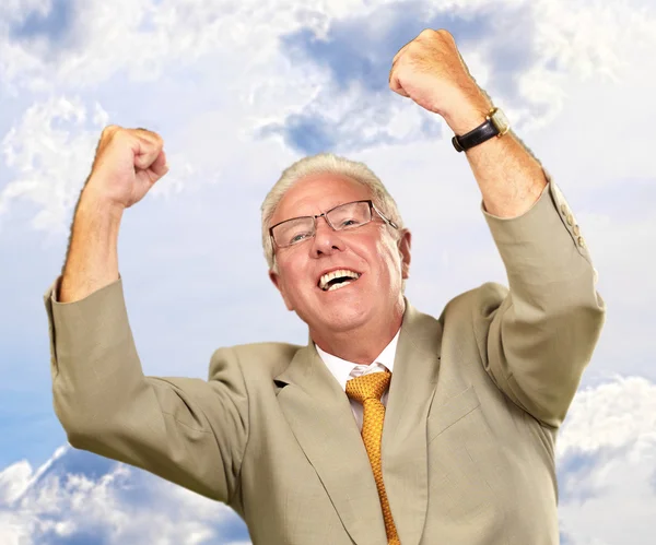 Senior Business Man Cheering — Stock Photo, Image