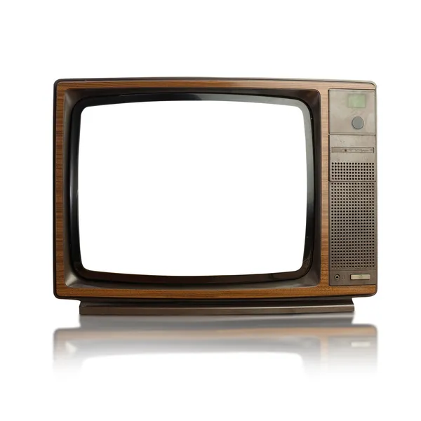 Вінтажний телевізор ізольований на білому тлі — стокове фото