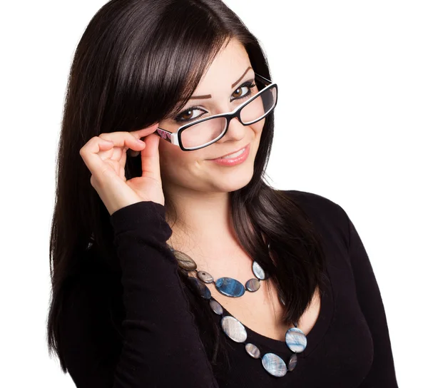 Šťastná dívka, která nosí brýle — Stock fotografie