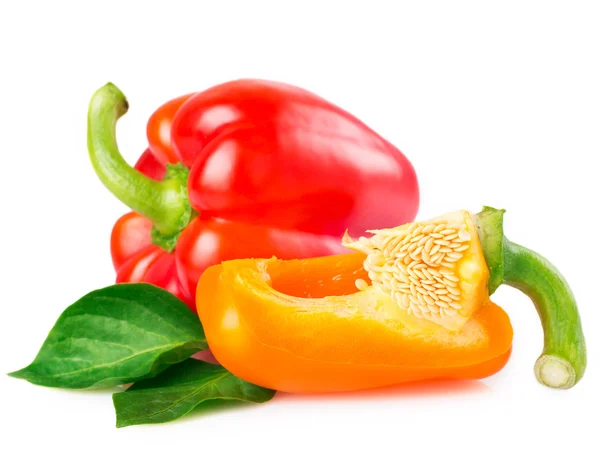 stock image Fresh pepper with leaves