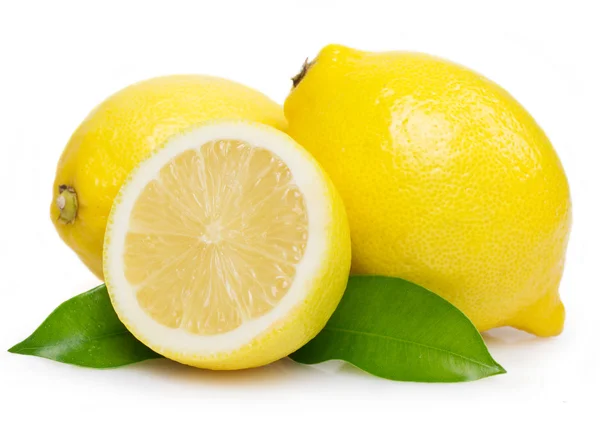 Fresh lemon with leaves Stock Image