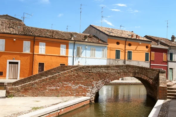 Casas coloridas de Comacchio — Foto de Stock