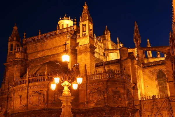 Cathedral of Seville by night — Stock Photo, Image