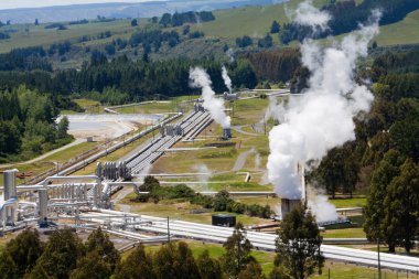 Altenative energy geothermal power station clipart