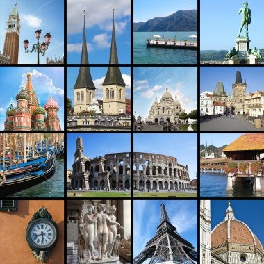 European landmarks collage clipart