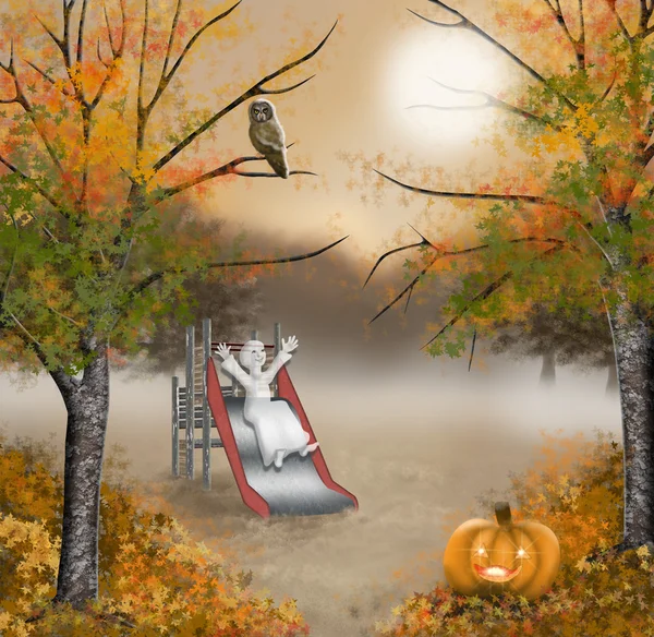 Halloween oyun oynayan küçük hayalet — Stok fotoğraf