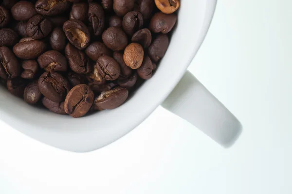 Кофейная фасоль в белой чашке — стоковое фото