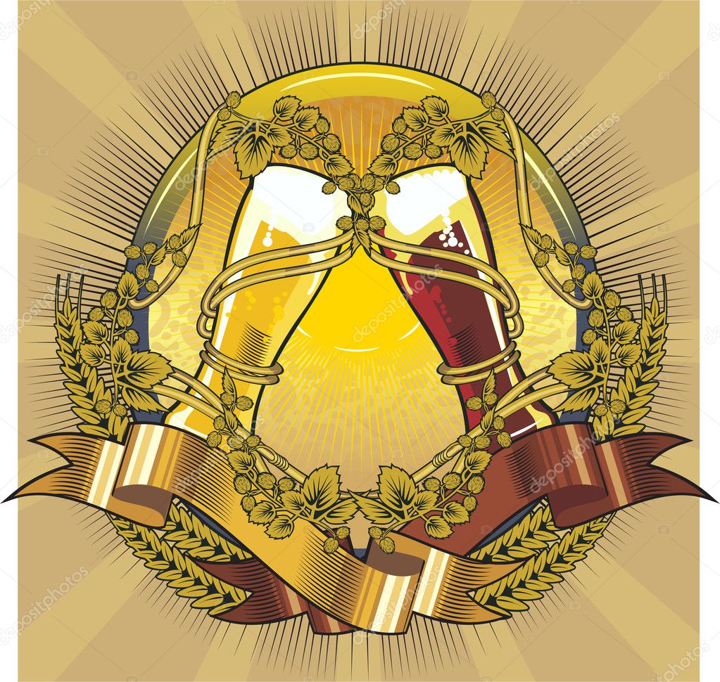 Beer glasses label, dark and light