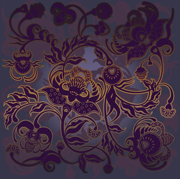 紫の花の設計 — ストックベクタ