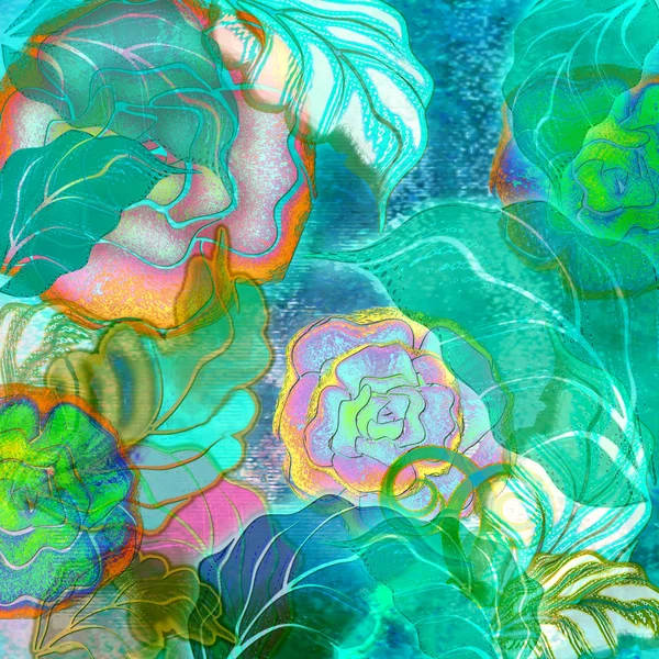 Blått blommönster — Stockfoto