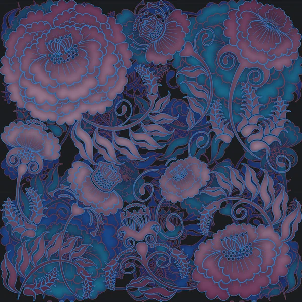 Disegno floreale fiori blu — Foto Stock