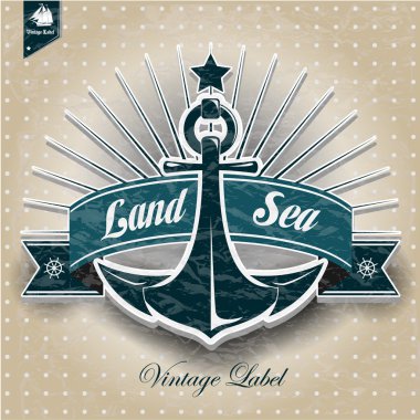 Vintage label with maritime character clipart