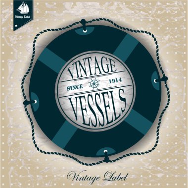 Vintage label with maritime character clipart