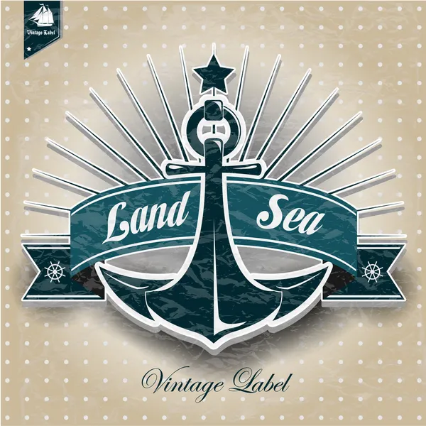 Étiquette vintage à caractère maritime — Image vectorielle