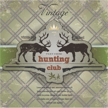 Vintage label with a picture of the deer clipart