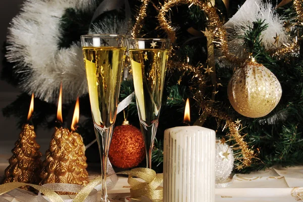 Şampanya ve dekor — Stok fotoğraf
