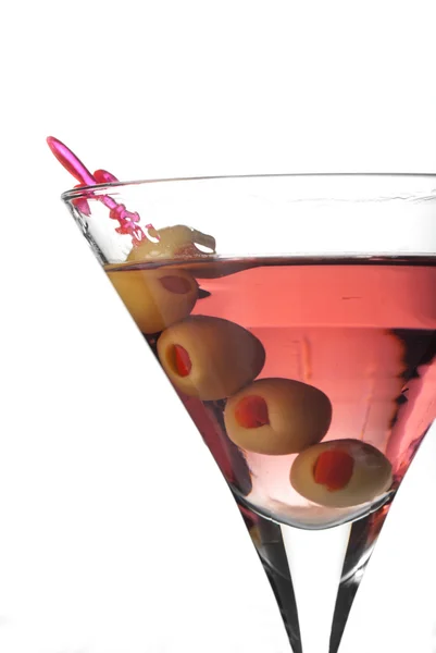 Красный оливковый коктейль — стоковое фото