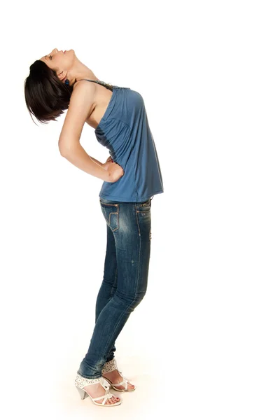 Modré džíny dívka — Stock fotografie