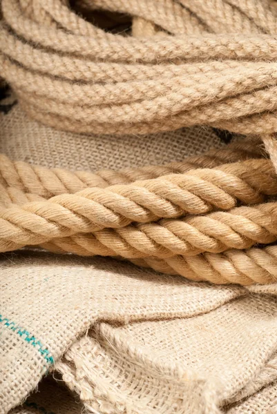 Twin brown ropes — Stock Photo, Image