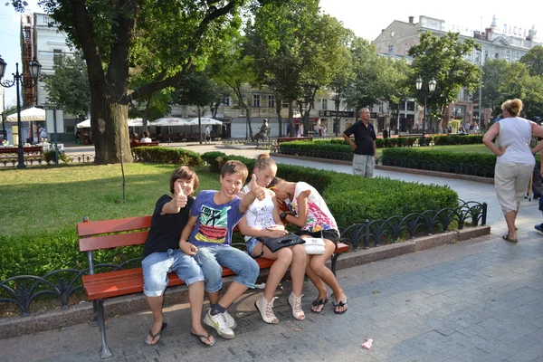 En la calle Deribasovskaya en Odessa — Foto de Stock