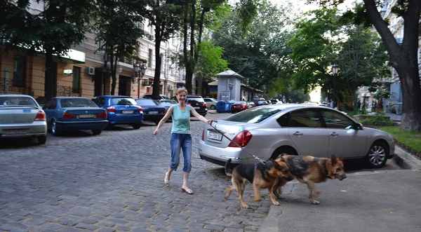 Op deribasovskaya straat in odessa — Stockfoto