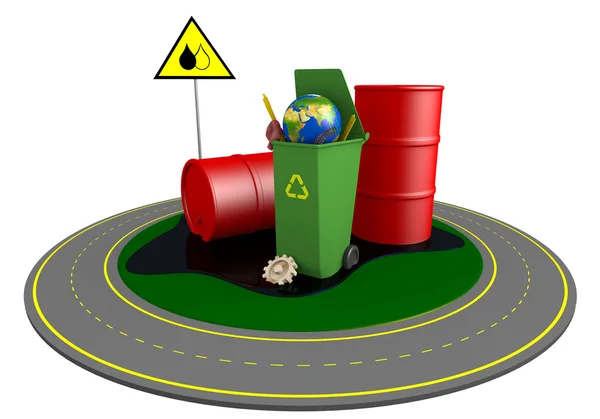 Lixo e rota rotunda — Fotografia de Stock