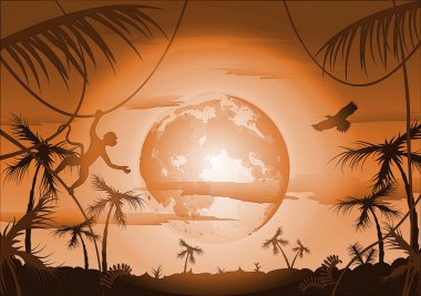 Night in jungle clipart