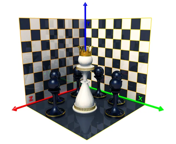 Eixos das coordenadas, rainha do xadrez — Fotografia de Stock