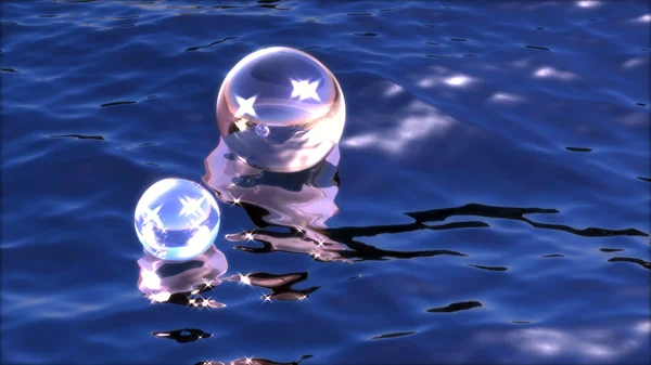 Sparkling spheres in water — Stock Photo, Image