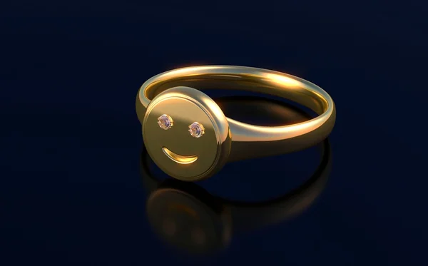 Gold ring with smile — Stock Photo, Image