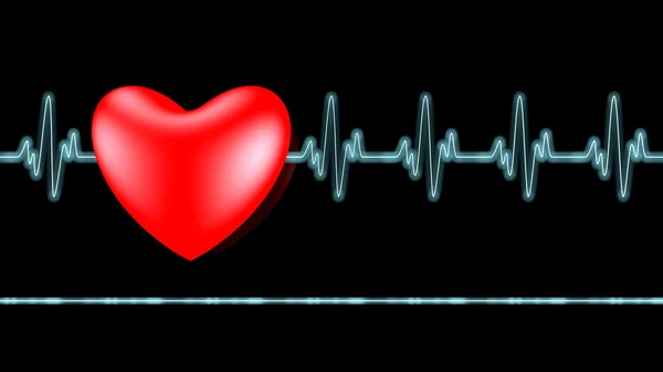 EKG hjärta slå över svart — Stockfoto