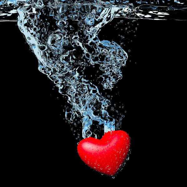 Coração caído na água — Fotografia de Stock