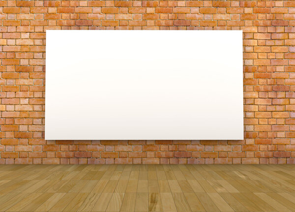 3d render of a empty room with a blank canvas