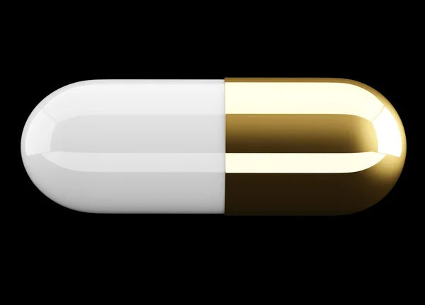 Gold medical pill — Stock Photo, Image