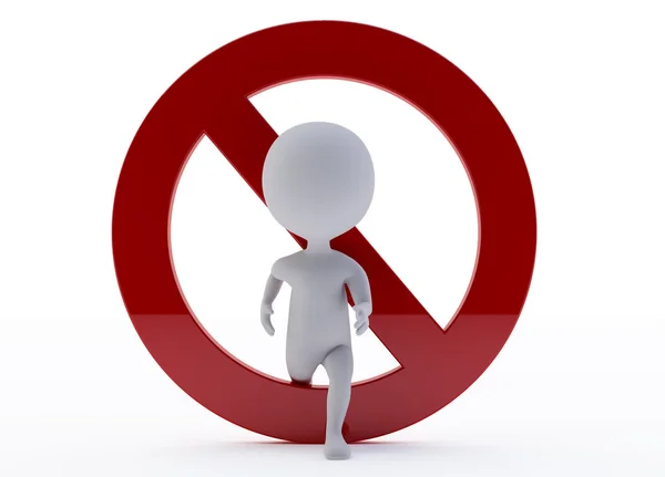 3d humanoid character with a ban sign — Stock Photo, Image