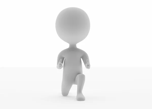 3D humanoid karaktär med tummen upp — Stockfoto