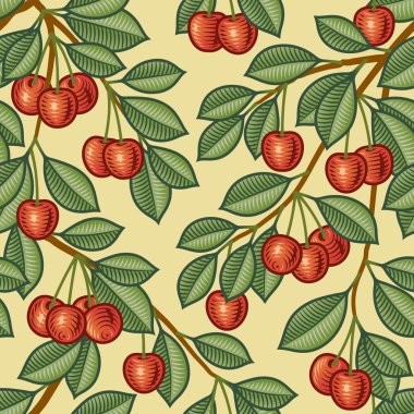 Seamless cherry background clipart