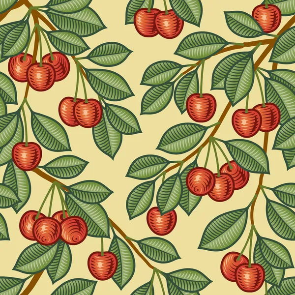 Seamless cherry background — Stock Vector