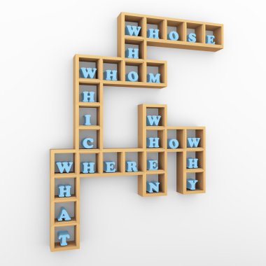 Question words crossword shelf clipart