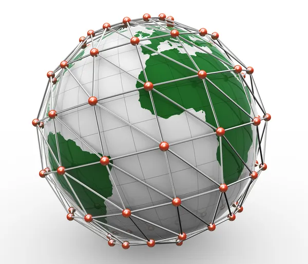 3d globales Netzwerk — Stockfoto