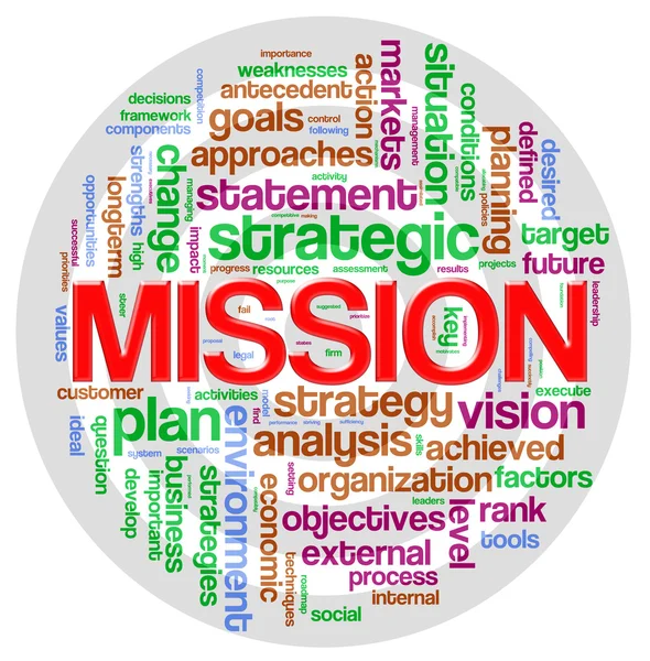 Etiqueta palavra missão — Fotografia de Stock