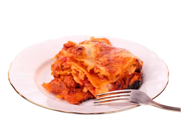 Stock image Lasagna in white plate