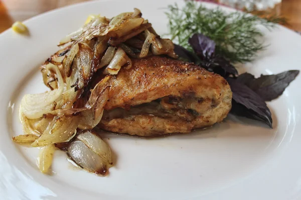 Stock image Pike perch roasted with onions